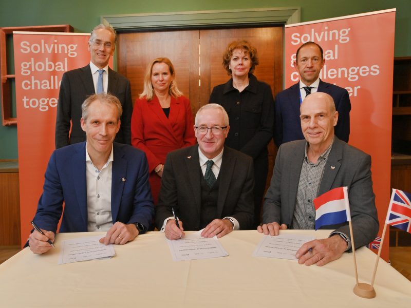 Pictured below:  Top row, left to right:  Ambassador Paul Huijts; Minister Reinette Klever; Ingrid Thijssen. President VNO-NCW; Simon Banham, Country Director, Department for Business and Trade Netherlands. Bottom row, left to right: Jan Paul Medema, Scientific Director and Head of Oncode Institute; Tony Hickson, Chief Business Officer of Cancer Research UK and Cancer Research Horizons; Mark Krul, Chief Scientific Officer of Oncode Accelerator Foundation